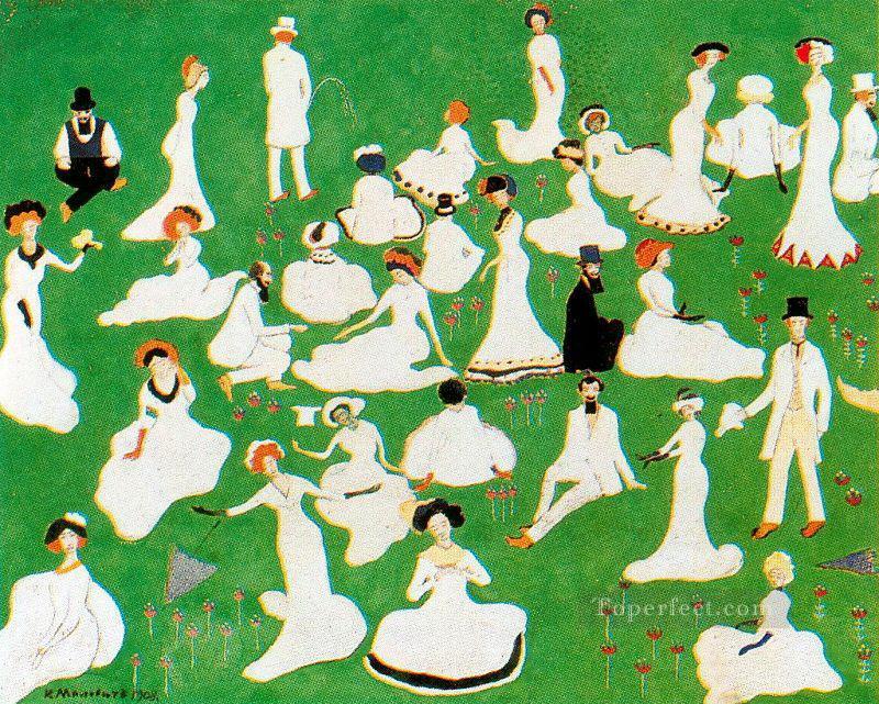シルクハットをかぶった休息会 1908年 カジミール・マレーヴィチ油絵